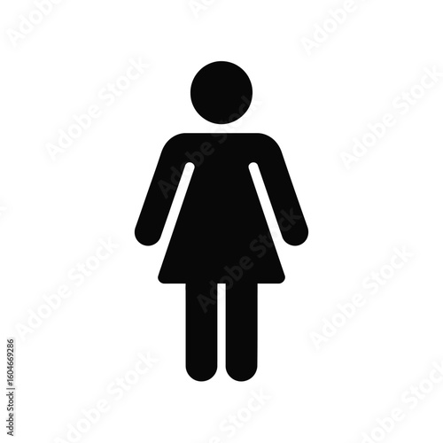 Simple black silhouette of a woman standing