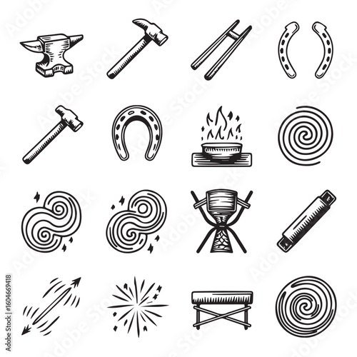 Discover blacksmithing tools, horseshoes, and forge elements for your next project.