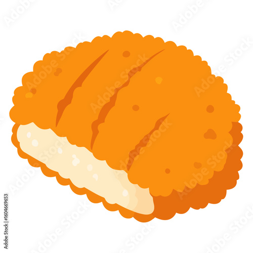 Crispy Fried Cutlet with Creamy Filling, Golden-Brown Crust, and Three Slices