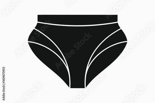 Black underwear with white trim isolated on a white background apparel vector illustration for lingerie design and feminine fashion concept