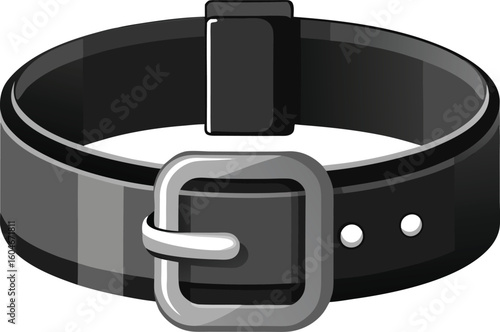 Stylish black leather belt with silver buckle