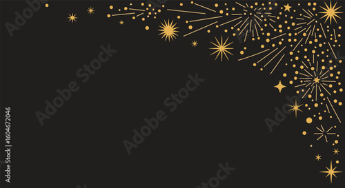 Golden sparklers and starbursts celebrate festive new year occasion with joyful light patterns