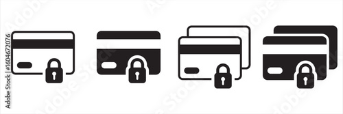 Blocked Credit Card Icon Set – Financial Fraud Alert and Security Symbols Collection