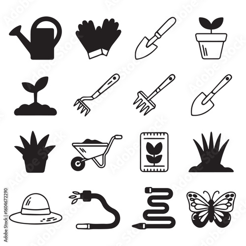 Essential gardening tools and elements for a beautiful garden project