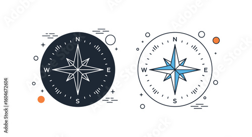 Compass rose directional navigation tool explorer instrument guidance symbol