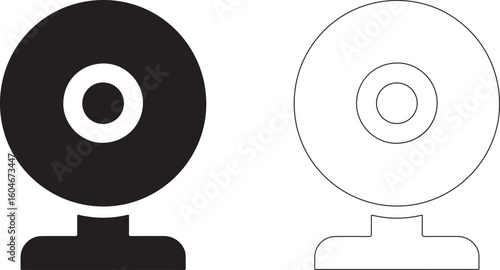 Flat Black Silhouette Webcam Logo On White Background