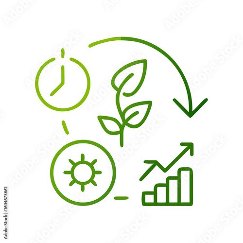 Sustainable development icon illustrated in a modern line art style