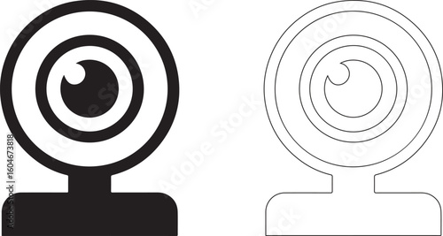 Simple Webcam Silhouette Logo On White Background For Tech UI