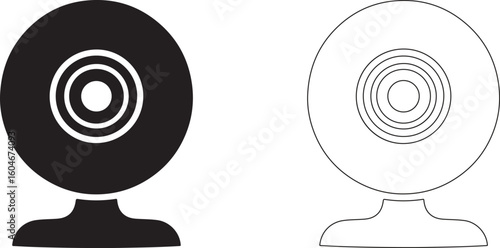 Circular Webcam Silhouette Logo On White Background For UI Design