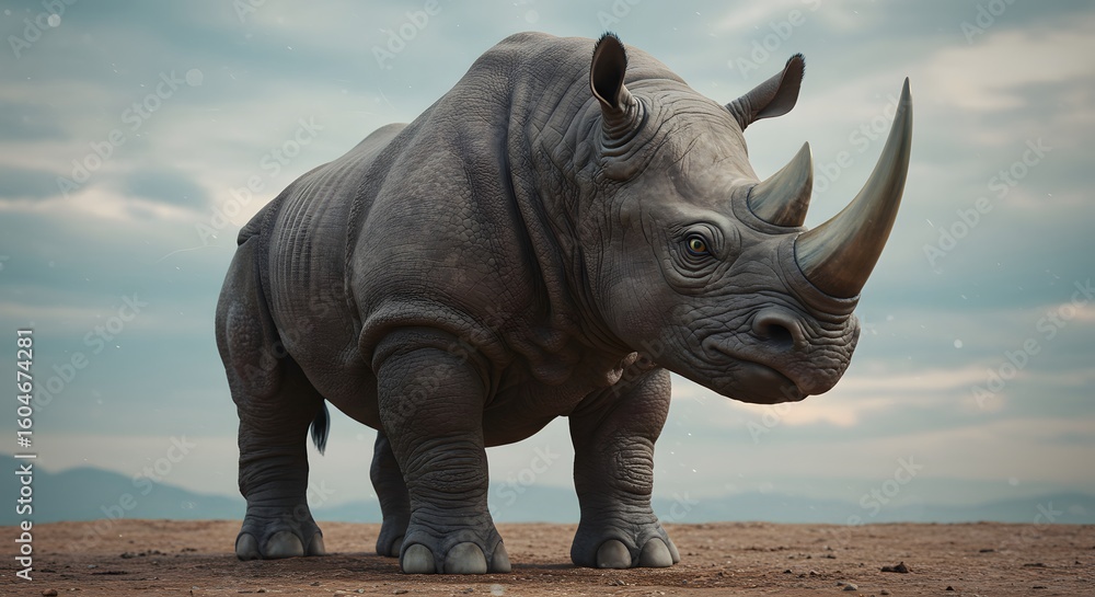 Fototapeta premium Sci-Fi Robotic Rhino in Futuristic Setting
