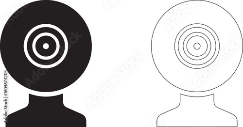 Minimal Webcam Silhouette Logo On White Background For Tech Use