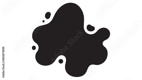 Black blot on white background, ink spot, spilled paint. Abstract vector illustration.