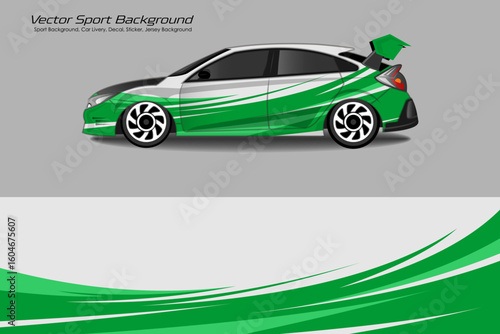 Abstract background for racing Sport Car Wrap design and vehicle livery in green color combinations EPS 10