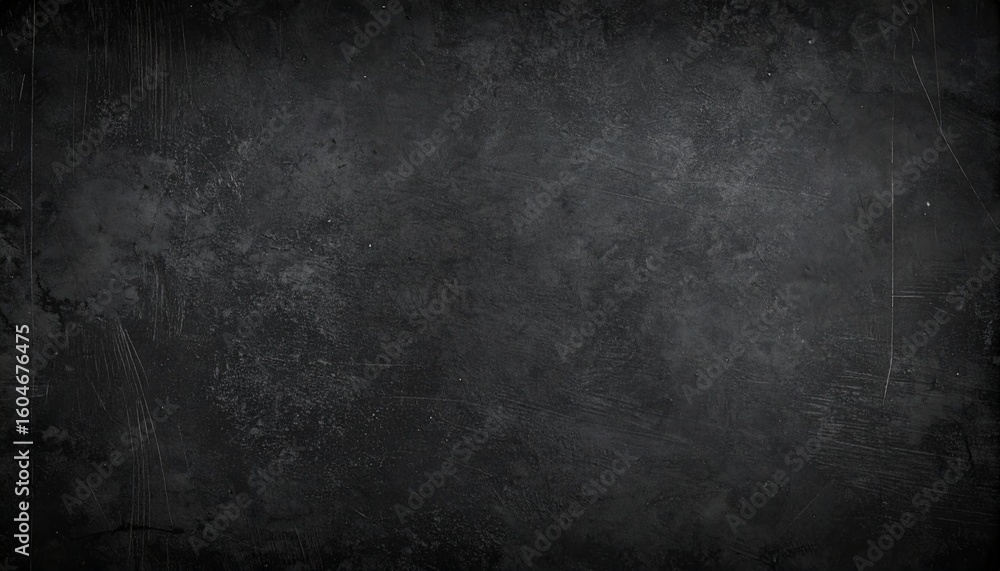 Gritty dark chalkboard texture with faint chalk smudges. Empty black slate background for school or menu design.