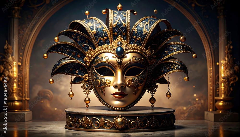 Obraz premium Ornate Venetian mask on pedestal