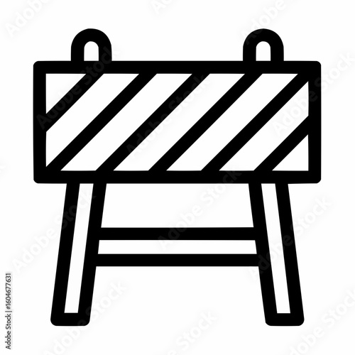 Barricade with diagonal stripes. Rectangular shape with bold black lines
