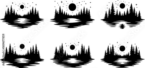 Campfire hiking mountain tree Silhouettes Under the Stars 