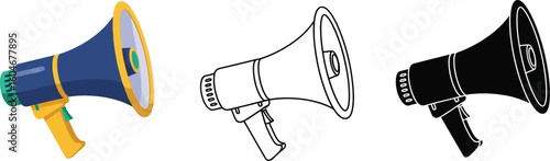 Megaphone vector illustration: loud speaker, bullhorn, announcement, communication, voice amplifier
