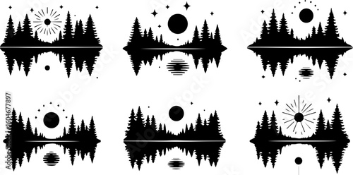 Campfire hiking mountain tree Silhouettes Under the Stars 
