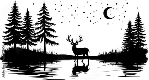 Campfire hiking mountain tree Silhouettes Under the Stars 