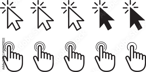 Cursor and hand icons indicating interaction click