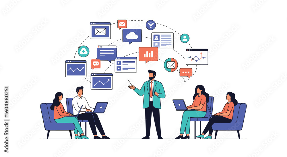 Fototapeta premium Visualizing Diverse Business Team Collaborating Effectively on Data Analytics and Project Management Strategy