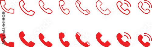 telephone, retro landline phone, red vintage call symbol isolated on white background Smart phone of new generation. Touch screen. World technology