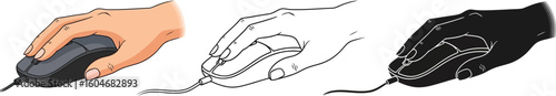 Computer mouse hand illustration vector images technology device input tool design graphic art