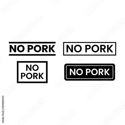 Set of icons for no pork and no lard label application