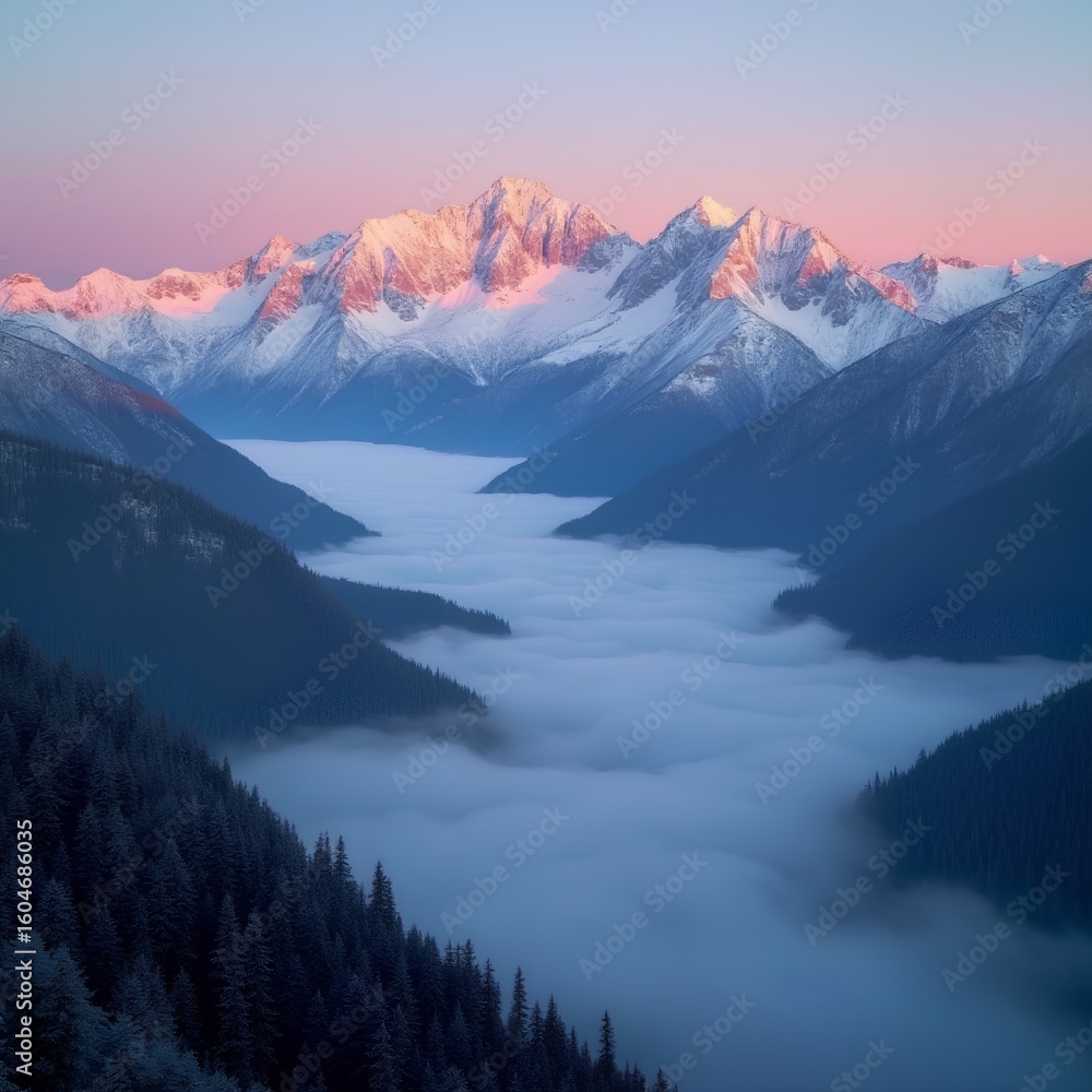 Fototapeta premium A breathtaking landscape photograph capturing the first light of dawn.