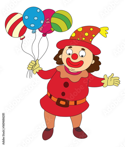 A joker standing with balloon