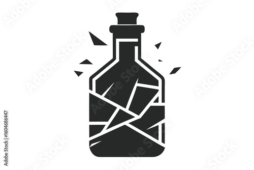 glass bottle broken icon cracked sharp damaged waste