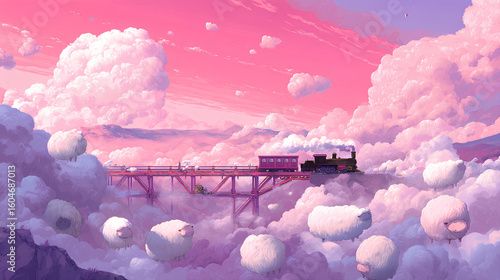 steam train animation in a sweet dream world