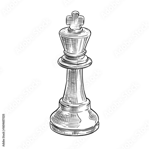 king chess piece vector line art hand drawn illustration
