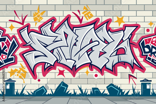 street wall layered hand drawn graffiti