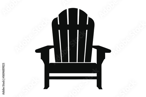 Classic Adirondack Chair Silhouette Vector Graphic Perfect for Summer Relaxation and Vacation Designs on White Background