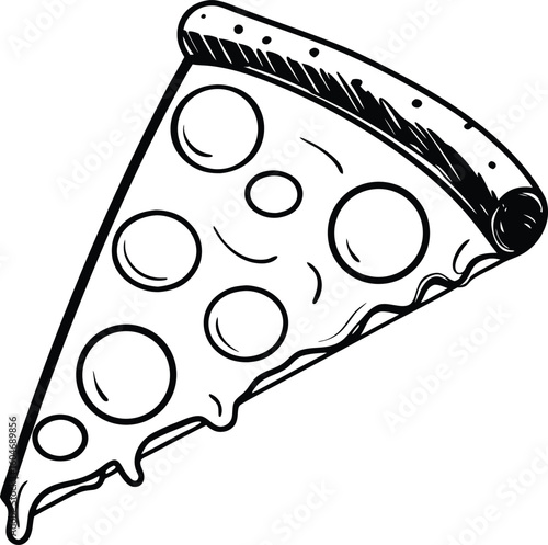 Single Pizza Slice Outline food italian
