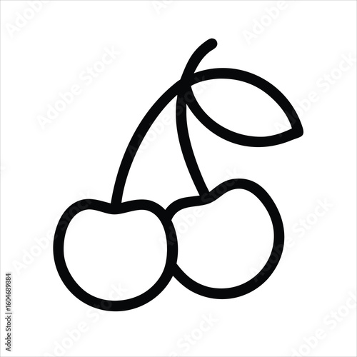 Fotografie Cherries Line Art Icon for Apps and Websites on White Background