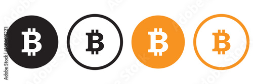 Bitcoin and Cryptocurrency Icon Set – Digital Currency and Blockchain Symbols Vector Collection