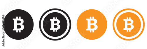 Bitcoin and Cryptocurrency Icon Set – Digital Currency and Blockchain Symbols Vector Collection