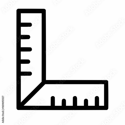 L-shaped square tool with measurement marks. Clean right-angle lines