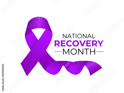 September is National Recovery Month. The journey of healing from substance use and mental health disorders. Banner poster, flyer and background design template.