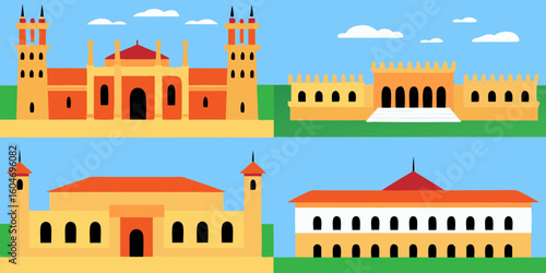 set of medieval buildings