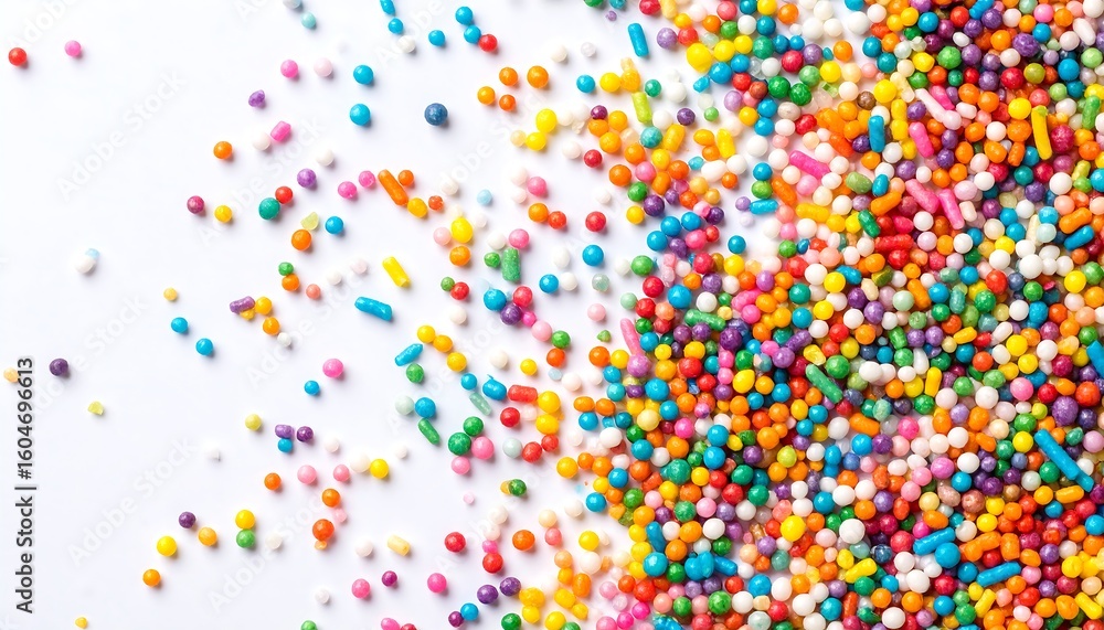 Obraz premium Colorful sprinkles scattered on white background