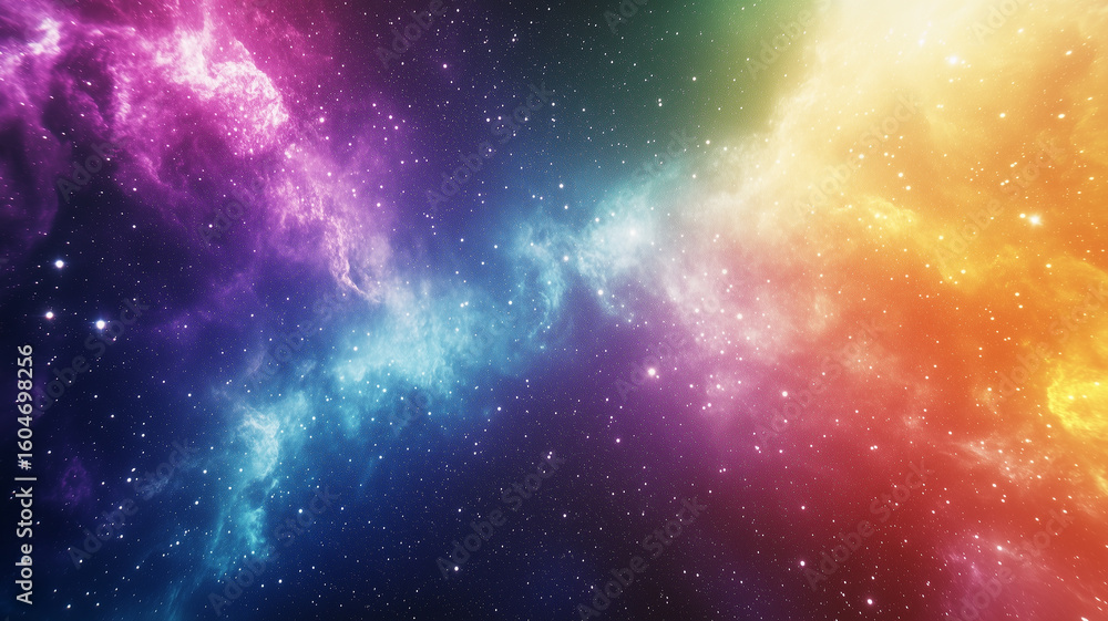 Fototapeta premium Space Milky Way concept background. Universe galaxy horizontal poster. Amazing cosmic wallpaper. Raster bitmap digital illustration. AI artwork. 