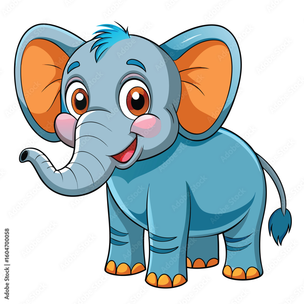 Fototapeta premium Funny Cartoon African Elephant Character - Playful Animal Vector on White Background