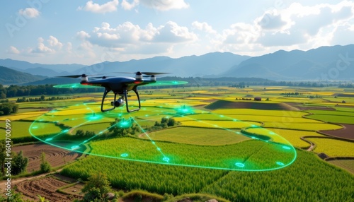 Advanced drone surveys agricultural fields rural landscape aerial imagery overhead view precision farming insights