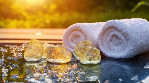 Wallpaper Mural Refreshing Spa Experience with Towels and Sparkling Ice Cubes Torontodigital.ca