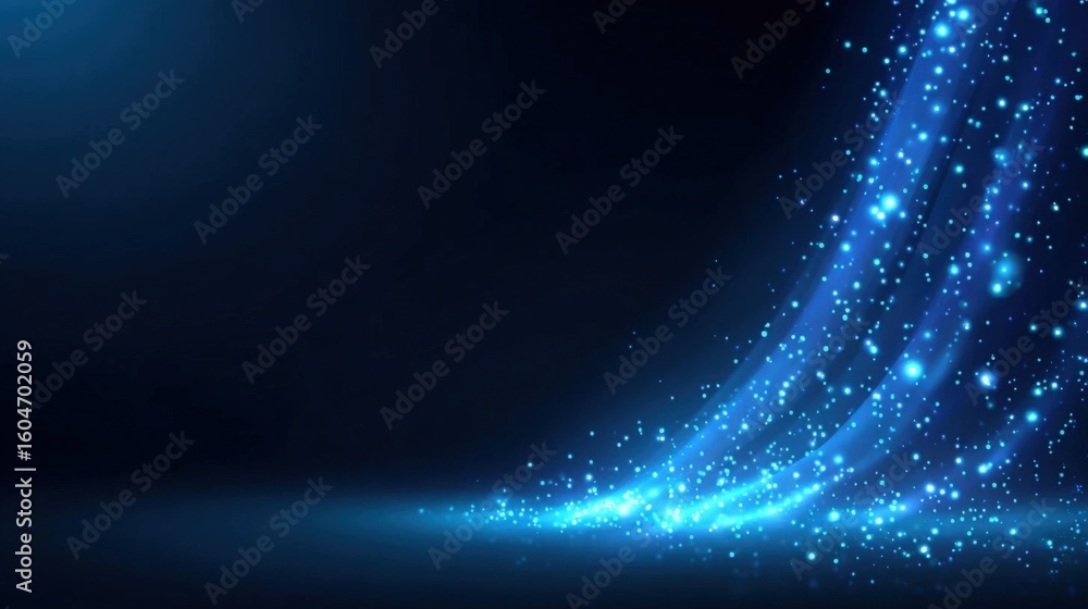Fototapeta premium Abstract Blue Light Particles Flowing