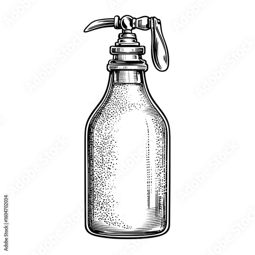 Vintage soda siphon bottle for carbonated drinks in monochrome  